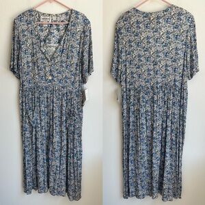 NWT vintage karin stevens floral print midi dress